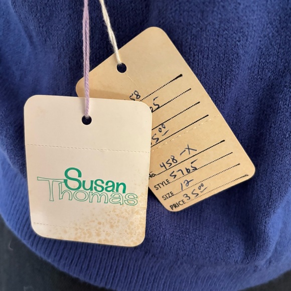 Vintage Deadstock NWT 1960’s Blue & White Short-Sleeve Mod Bolero Cardigan AS IS - Picture 8 of 10